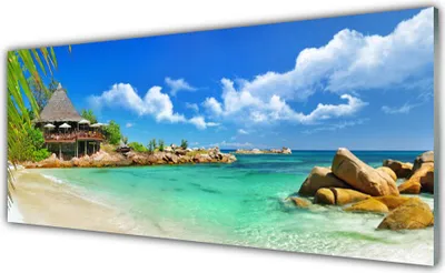 Produktbild von Acrylglasbilder 125x50 Wandbild Druck Strand Meer Steine Landschaft