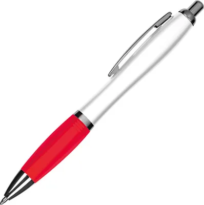 Produktbild von 10 Kugelschreiber aus Kunststoff / Farbe: weiß-rot