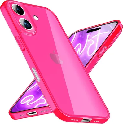 Immagine prodotto di Custodia in silicone NALIA Neon per iPhone 16 Plus – Colore vivace e protezione per l'obiettivo – VIBE (custodia trasparente) – Marchio di Berlino – Rosa