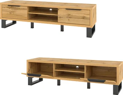 Produktbild von Wohnzimmer TV Lowboard in Wotan Eiche Nb. HENDERSON-83, B/H/T ca. 180/50/50 cm