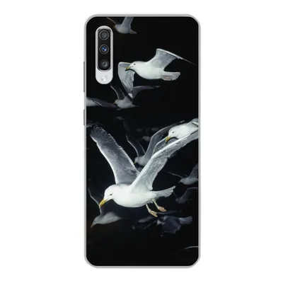Produktbild von MuchoWow® Handyhülle Schutzhülle Hülle für Samsung Galaxy A70 Vogel - Schwarz - Schwarm Silikon Softcase Handy Hülle - Schutzhaube