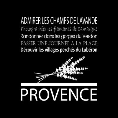 Image de Tableau sur toile Provence noir 30x30 cm, Tableau mural moderne pour décoration intérieure