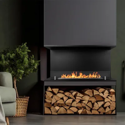 Image de Novaledo - Cheminée Bioéthanol, 90x24x45h cm Noir, Capacité 1,5 L