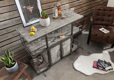 Produktbild von MASSIVMOEBEL24 Servierwagen Mango 117x46x94 grau lackiert HEAVY INDUSTRY #167