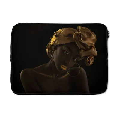 Produktbild von MuchoWow® Laptop Hülle 13 Zoll Frauen - Kopftuch - Gold - Luxus Laptoptasche - Laptophülle - Sleeve - Rundumschutz