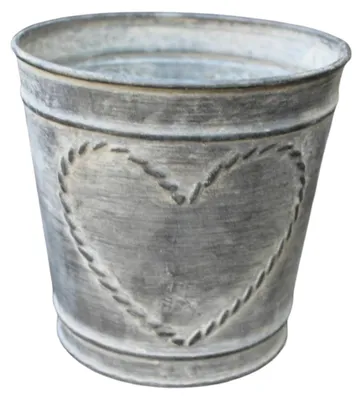 Produktbild von Blumentopf Metall Zink Herz Landhaus-Stil 11,5cm
