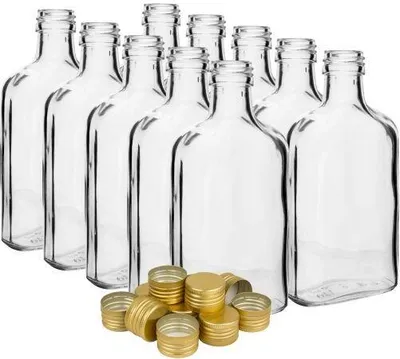 Obrázek produktu pro láhev placatka 200ml skleněná s uzávěrem (10ks)