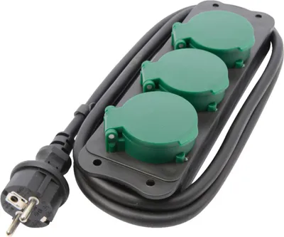 Produktbild von 3er Steckdosenleiste Outdoor Schwarz & Grün