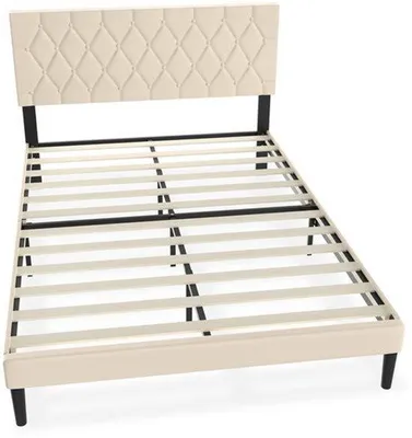 Image de Lit double – Structure en cuir – Lit pour chambre double – 160x200 cm – Capacité de charge de 300 kg – Facile à assembler
