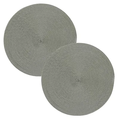 Produktbild von Tischset 2er Set Grau rund 35 cm Ø Platzset abwaschbar Platzdeckchen