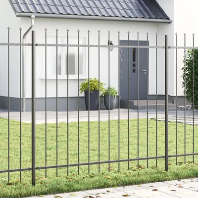 Produktbild von Gartenzaun mit Speerspitzen Grau 6,8 x 1,5 m Stahl, Drahtzäune DesignMöbel Neu