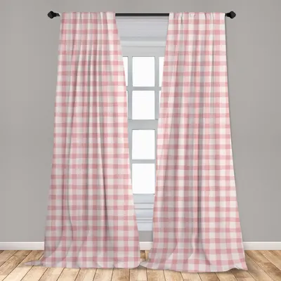 Produktbild von Abakuhaus, Fenstervorhänge, Pastell-Gingham-karierte, 2-Panel-Set, 150 x 175 cm