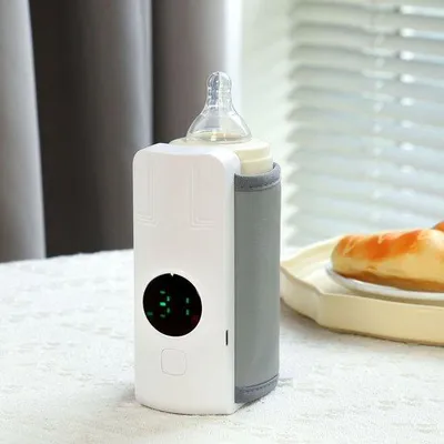 Obrázek produktu pro Přenosný ohřívač lahví pro kojence, praktický na cesty, rychle se zahřívá, 3,7 V, akumulátor 1800 mAh, přesná regulace teploty.