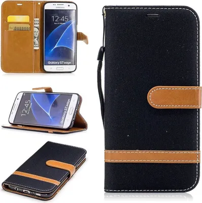 Produktbild von Tasche für Samsung Galaxy S7 Edge Jeans Cover Handy Schutz Hülle Case Schwarz