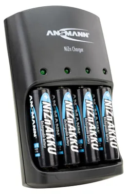 Produktbild von ANSMANN Nickel-Zink Ladegerät für 1,6V NiZn AA & AAA Akkus inkl. 4x AA 2500mWh