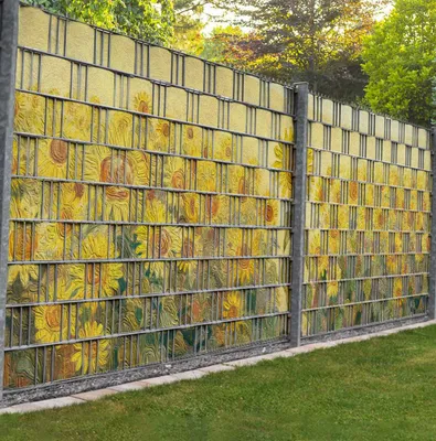 Produktbild von Sichtschutzstreifen Sonnenblumenfeld Sichtschutz Garten Zaun - Teil1 - 9 Streifen - 250x180cm