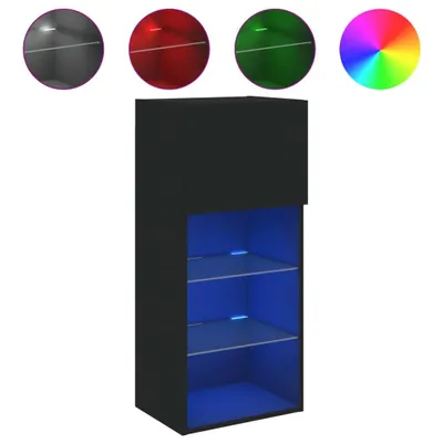 Zdjęcie produktu dla vidaXL Szafka pod telewizor z oświetleniem LED czarna 40,5x30x90 cm