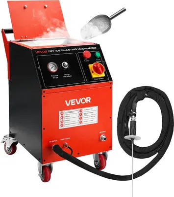 Produktbild von Trockeneisstrahlgerät, Trockeneisreinigungsmaschine mit 5 kg Kapazität, 4 Düsen, einstellbarem Druck und Trockeneismenge, beweglicher Strahlreiniger für Automobil-, Schiffs-, Luftfahrt- und Chemieindustrie
