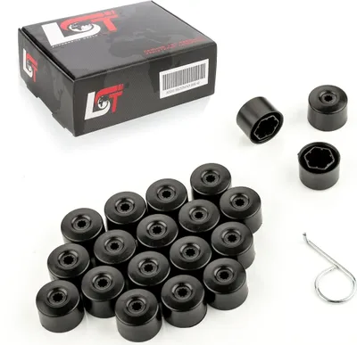 Produktbild von 20x Radschrauben Kappen 17 mm schwarz matt für JAGUAR DAIMLER MERCEDES MAYBACH