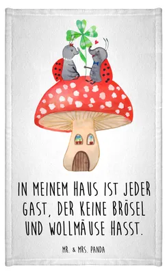Produktbild von Mr. & Mrs. Panda Handtuch Marienkäfer Fliegenpilz - Weiß - Geschenk, Wohnung, Lustige Sprüche, Fleigenpilzhaus, Klein, badezimmer, Kleines, Gästetuch, Gästehandtuch Bunt