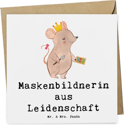 Produktbild von Mr. & Mrs. Panda Glückwunschkarte Maskenbildnerin Leidenschaft - Weiß - Geschenk, Ausbildung, Grußkarte, Visagistin, Spruch, anlasskarte, Beauty Salon, doppelkarte