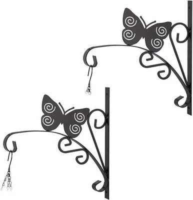 Produktbild von Famanu Wandhaken Set für Pflanzen mit Vogelmotiv - Schwarz, 30 x 29,5 x 2 cm