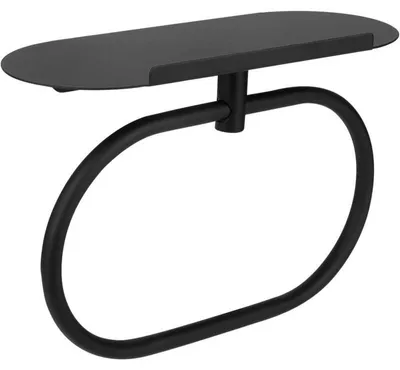 Imagen del producto de Anillo para toallas con soporte integrado, acero inoxidable, para montaje en pared, adecuado para baños y cocinas (negro)