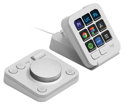 Image de Logitech Master Series MX Creative Console - Ensemble clavier et pavé numérique - rétroéclairage - USB-C - Pale Gray