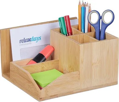 Produktbild von Famanu Büro Organizer mit 7 Fächern aus Bambus - Natürliches Design