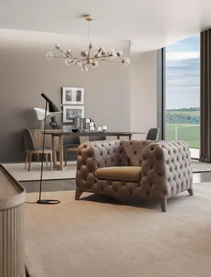 Produktbild von Chesterfield Taupe Sessel Chesterfield-Sessel Polstersessel Wohnzimmer