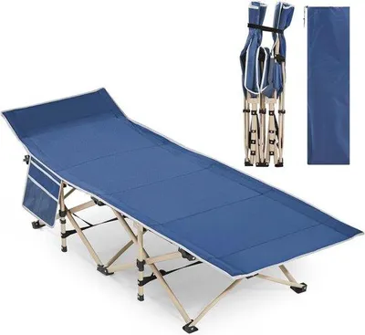 Produktbild von Famanu Feldbett Klappbar - Belastbar bis 150 kg - Mit Tragetasche 186 x 66 cm