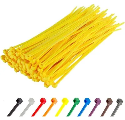 Produktbild von Kabelbinder 100 Stück Gelb 200 mm x 4,8 mm UV Beständig 22,2 kg Zugfestigkeit