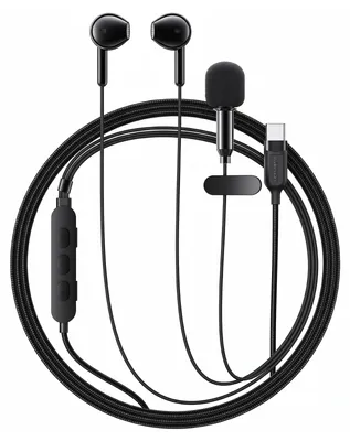 Produktbild von Acefast, Ansteckmikrofon mit USB-C Ohrhörern Sprachmonitoring Bluetooth 5.4, Schwarz