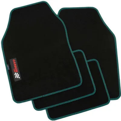 Produktbild von Autoteppich Universal Carbon, 4-teilig, mit Bi-Color Band, schwarz/grün von PETEX