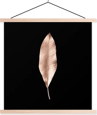 Produktbild von MuchoWow® Textilposter Blatt - Gold - Rosa 120x120 cm mit holzfarbenen Rahmen - Textil-Poster
