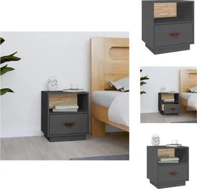 Produktbild von vidaXL Nachttisch Grau 40x34x45 cm Massivholz Kiefer -  Nachttische