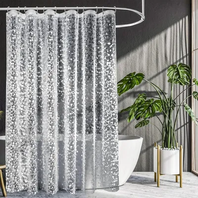 Imagen del producto de Cortina de ducha con diseño de piedras en 3D, 180 x 200 cm, antimoho, fabricada en PEVA, incluye 12 anillas, para baño