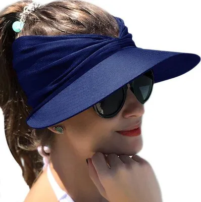 Image de Chapeau de soleil à large bord avec protection UV pour femme - Bleu foncé Taille unique