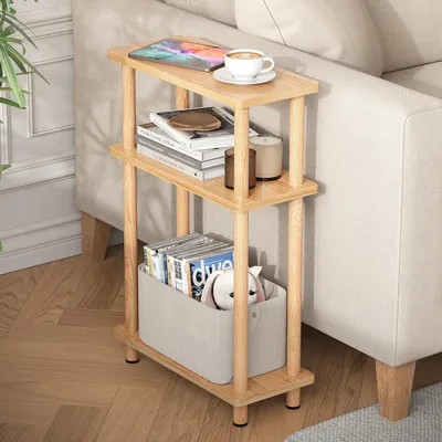 Schmale Bijzettafel 3 Ebenen 40x18x61,5 cm Natur