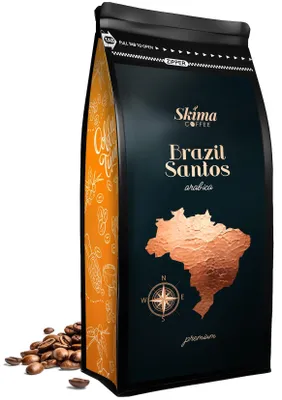 Produktbild von Kaffeebohnen 1 kg BRASILIEN SANTOS 100 % Arabica frisch geröstet + Tassenuntersetzer