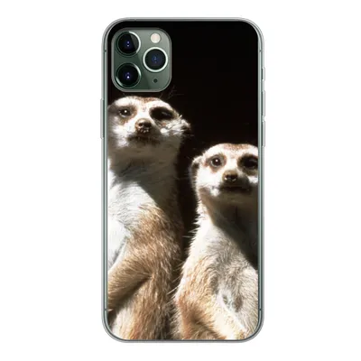 Produktbild von MuchoWow® Handyhülle Schutzhülle Hülle für iPhone 11 Pro Max Schwarz - Erdmännchen - Tiere Silikon Softcase Handy Hülle - Schutz
