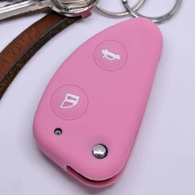 Produktbild von Auto Schlüssel Silikon Schutz Hülle Rosa kompatibel mit Alfa Romeo 156 147 GT 97-10 2 Tasten Klappschlüssel