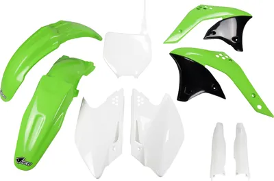 Produktbild von Verkleidungskit UFO PLAST 9-teilig Verkleidungssatz Kunststoff mit Gabelschutz für Kawasaki KX F 250 ccm Bj. 2007, Farbe:grün / weiß / schwarz