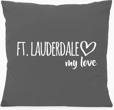 Produktbild von Huuraa Kissen Ft. Lauderdale my love 40x40cm mit Füllung Steel Grey Baumwolle Dekokissen Geschenkidee