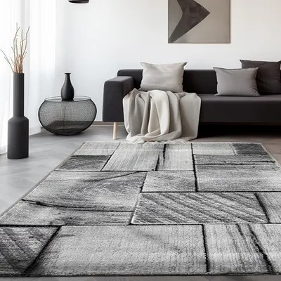 Imagen del producto de Silecomplaza, alfombra para sala de estar, 160x230 cm, color , diseño moderno con apariencia de madera, pelo corto, ideal para sala de estar, dormitorio, comedor, cocina, habitación juvenil, lavable, fácil de cuidar, extra suave