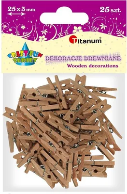 Zdjęcie produktu dla Spinacze, klamerki  drewniane dekoracyjne 30 mm - 25 szt.