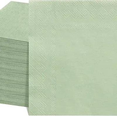 Produktbild von 100 Stück Servietten, 25x25cm 2-Lagige Salbeigrün Grüne Eukalyptus Cocktailservietten Einwegservietten für Hochzeit Geburtstag Party Babypartys Hochzeiten Abendessen