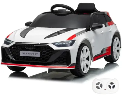 Immagine prodotto di Audi RS6 GT, auto elettrica per bambini, 12 V, da 1 a 6 anni – Edizione limitata, con batteria, telecomando, ruote in EVA e cintura di sicurezza a 3 punti – Auto giocattolo con porte funzionanti e lettore MP3 – Colore: bianco