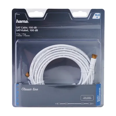 Produktbild von SAT pripojovací kábel F zástrčka 10m 100dB filter pozlátený biely