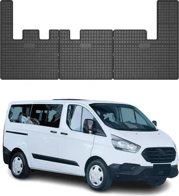 Image de Tapis de Sol pour Ford Tourneo Custom 2012-2021 Caoutchouc Noir
